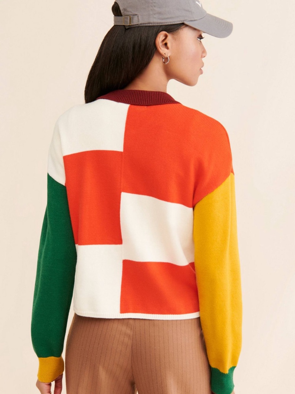 Anthropologie Flat White Colorblock Structured Cardigan Multi Size M - Picture 4 of 13